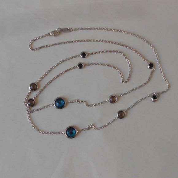 Ippolita Sterling Silver Multi-gemstone Station Necklace...